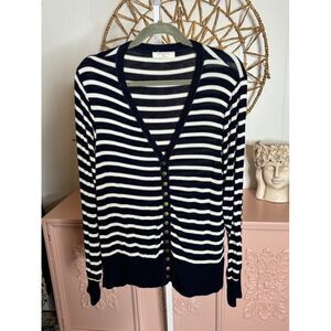 Women's‎ Zenana Cardigan - Striped - 2X - Navy & White